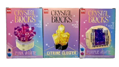 Block Tech Crystal Blocks Set of 3 Agate Purple Pink and Citrine 258 pieces