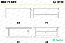 Image of GLYCO CRANKSHAFT BEARING H8015STD FOR MERCEDES-BENZ