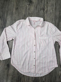 Victoria&rsquo;s Secret Women's Small Pajama Set Cotton Pink White Silver Stripes