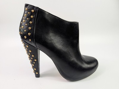 Topshop Stiefeletten schwarz Nieten Leder High Heel UK 6 EU 39