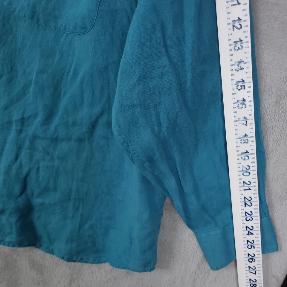 Camisa con botones Mondo Di Marco para hombre turquesa 4X manga larga Mae en Italia lino Foto 4 de 4