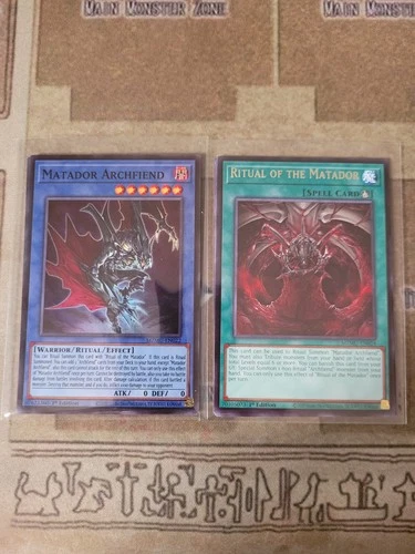 YUGIOH MATADOR ARCHFIEND SUPER + RITUAL OF THE MATADOR MZMU RARE 1ST ED NM