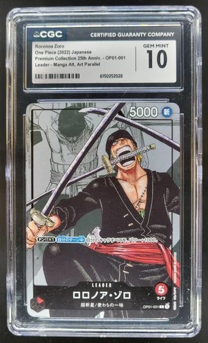 2022 ONE PIECE JP RORONOA ZORO LEADER MANGA ALT ART OP01-001 CGC 10 H RC7