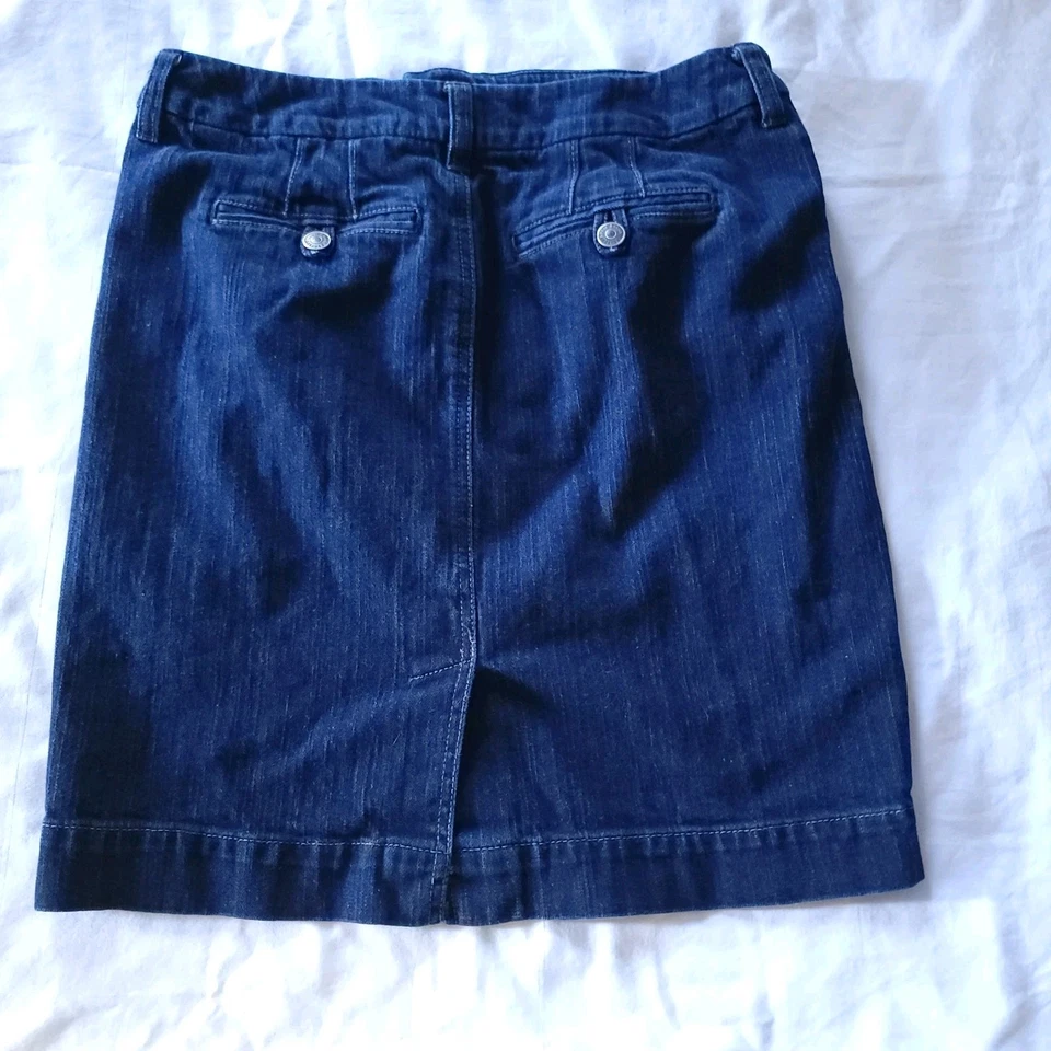 Falda Denim Eddie Bauer Mujer 8 Azul Jean Retro Corto Dividido Lápiz Recto Foto 2 de 4
