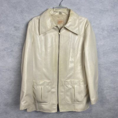 #ad Vintage Finger Hut Jacket Faux Leather Womens Sz 20 Coat Flaws $20.00