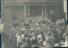 1922 Photo Court House Meeting People Signs Hats Vintage Image Original