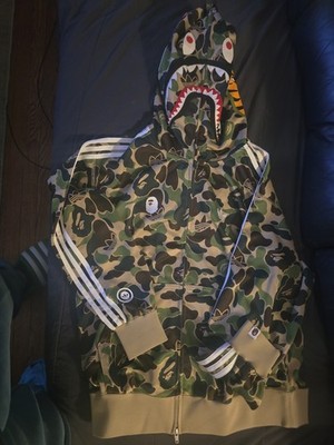 Adidas x BAPE Shark Track Hoodie Jacket 'Crew Green' sz XL