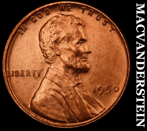 1950 Lincoln Wheat Cent- Choice Gem Brilliant Unc Luster No Reserve #J3850