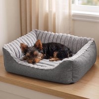 Hundebett OrthopäDisch Waschbar Flauschig Grau 51X48X18Cm FüR Hunde 1 StüCk