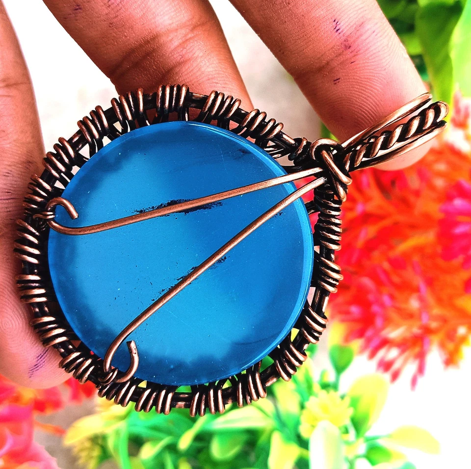 Copper Wire Wrep Chacedony Gemstone 1Pcs Pendant Elegent Jewelry Gift - image 2 of 4