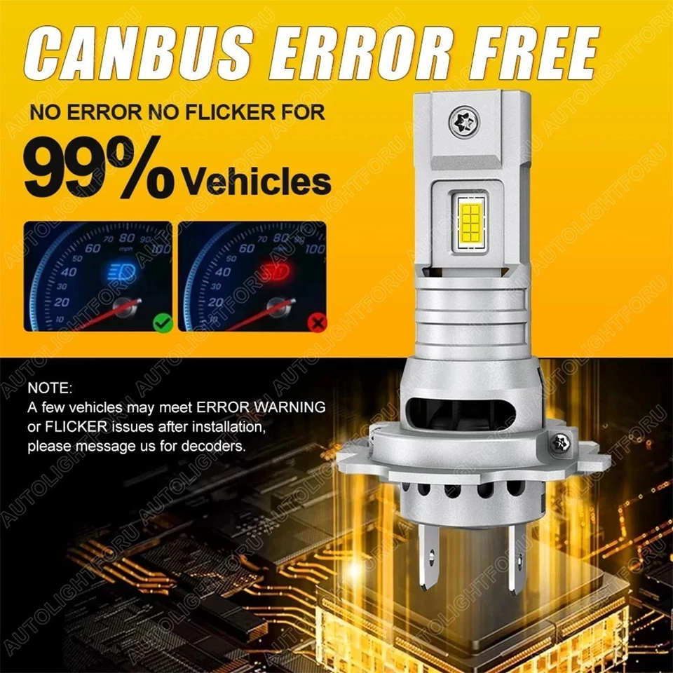 2x H7 LED Headlight Bulb Kit High / Low Beam 80000LM Super Bright 6500K White A+ Foto 4 de 4