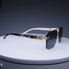 Rimless Square Sunglasses for Men Women Classic Frameless Summer Shades