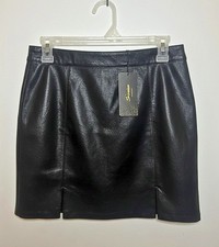 NWT Shinestar Black Faux Leather Mini Skirt with Slits - Size Women s Medium
