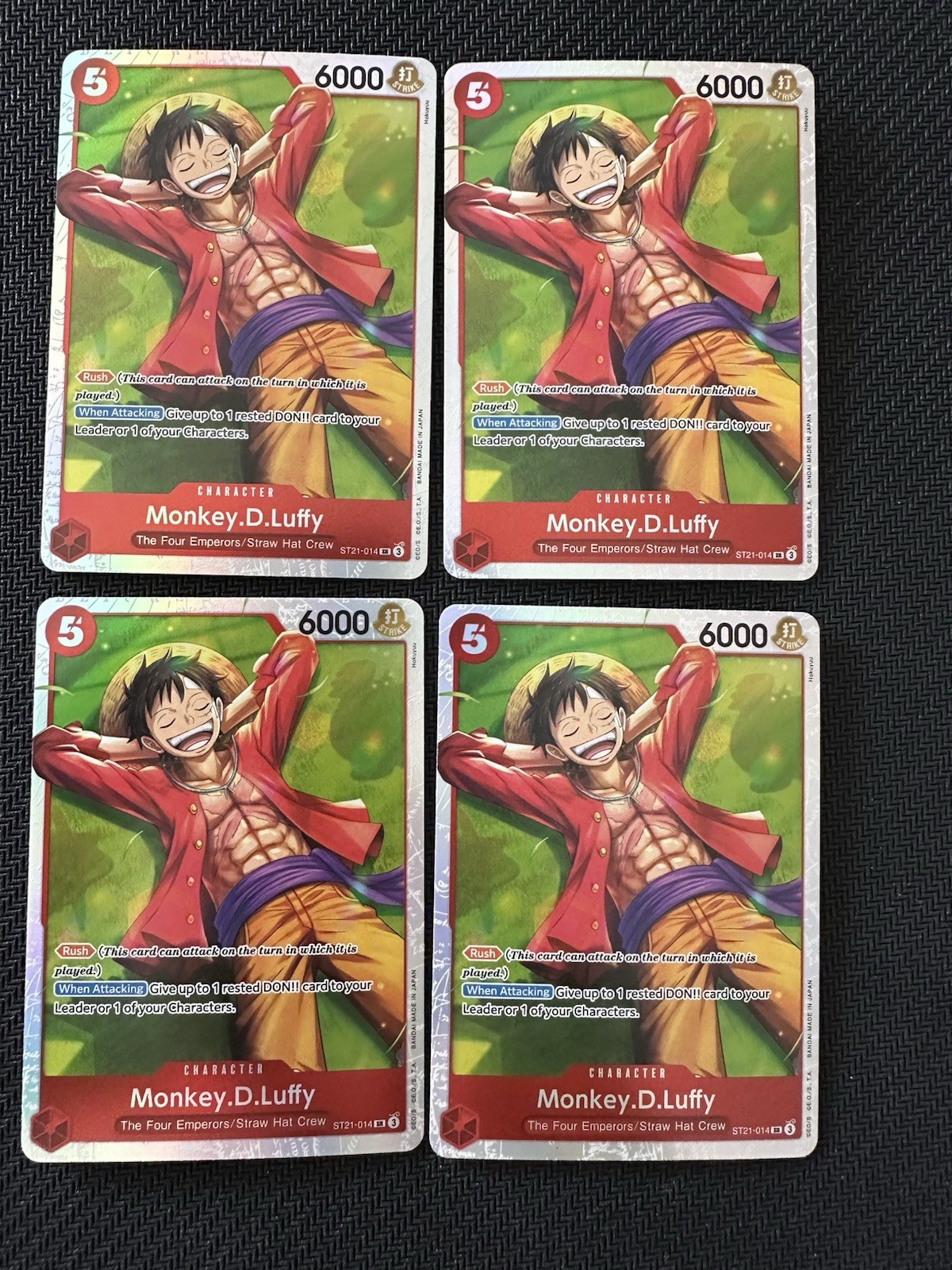 4x, Monkey D Luffy ST21-014 SR One Piece Gear 5 Starter Deck Holo Foil Cards NM