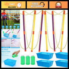 Giant Bubble Wand Kit - 4 Sets with Refill  Tray for Outdoor Fun, Parties, Kids