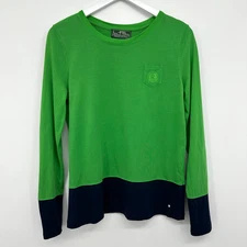 Lauren Ralph Lauren Active Top Shirt Womens Medium Knit Preppy Sporty Logo Green