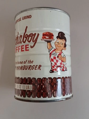 Vintage Rare opened 1 lb Tin Can Mocha Boy Bob's Big Boy Coffee Grind 🔥 🔥