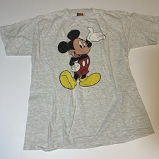 Vtg 90s Disney Mickey Unlimited T Shirt Two Sided Mickey Mouse Grey Size L