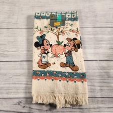 Vtg Country Mickey Minnie Mouse Peach Tree Franco Kitchen Dish Towel NOS