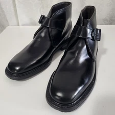 Hanover VT Men'sMonk Strap Ankle  Boots Calfskin Leather Vibram Sole Sz 9D/B Bla