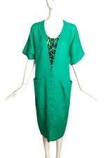 GIANNI VERSACE- 1985 Green Linen Dress, Size 6