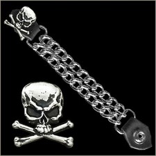BIKER VEST EXTENDER SKULL N CROSSBONES 2 MADE IN USA! motorcycle guardian