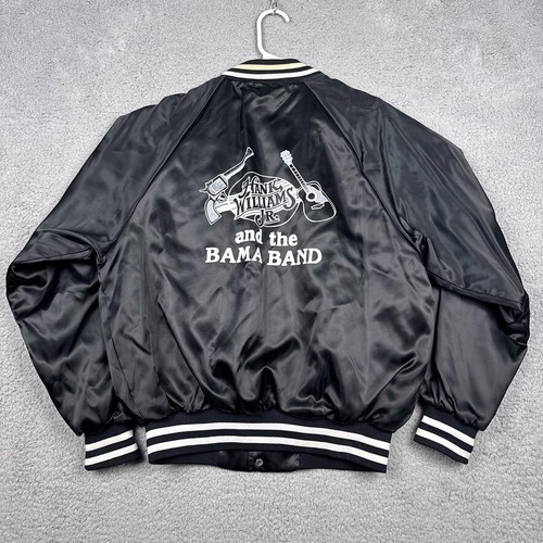 Vintage Hank Williams Jr. And The Bama Band Jacket Mens Large Bomber Nylon Satin - Picture 11 of 12
