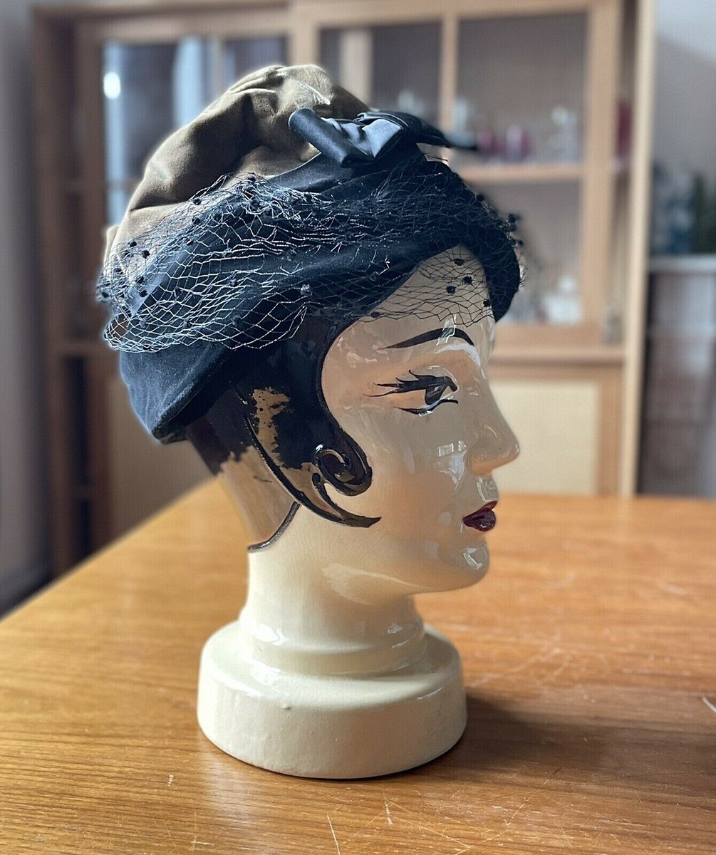 Bandeau Ou Chapeau Vintage Marron Velours Et Fourrure - Style Cocktail Années 50/60 - Étiquette UNION MADE USA