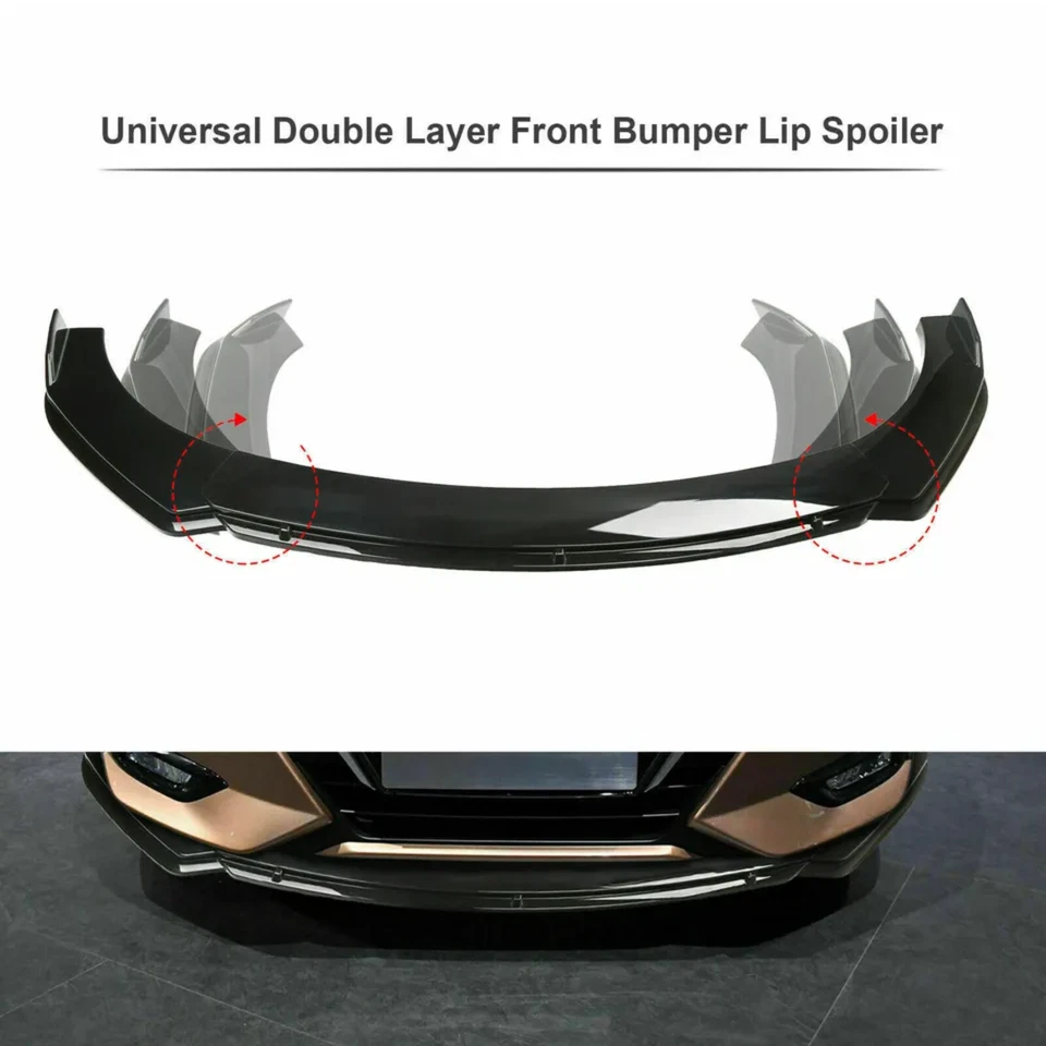 Glossy Universal Car Front Bumper Lip Body Spoiler Splitter Kit For Dodge Viper Foto 3 de 4