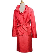 JOHN MEYER Women 2PC Ruffle Peach Skirt Suit Size 16