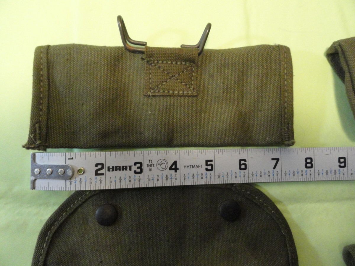 4 QTY NOS 1944 WWII PISTOL BELT POUCH CANVAS CARRYING CASE