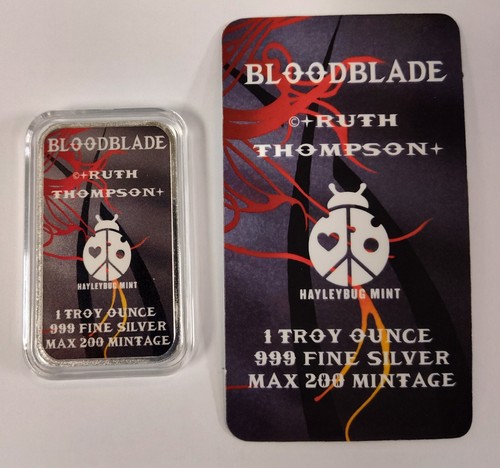 BLOODBLADE, Hayleybug Mint, with COA, Max Mintage 200, 1oz .999 Silver Bar - Picture 2 of 2