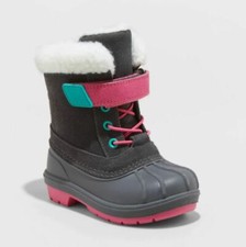 Cat  Jack Toddler Girls Size 8 Gray Teal Pink Winter Snow Boots