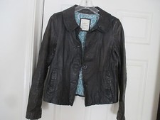 Fossil Black Leather Jacket Coat Womens Size M Great Offer!