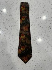 Vintage YSL Yves Saint Laurent Tie Fall Brown Pattern 100% Silk Men's USA MADE