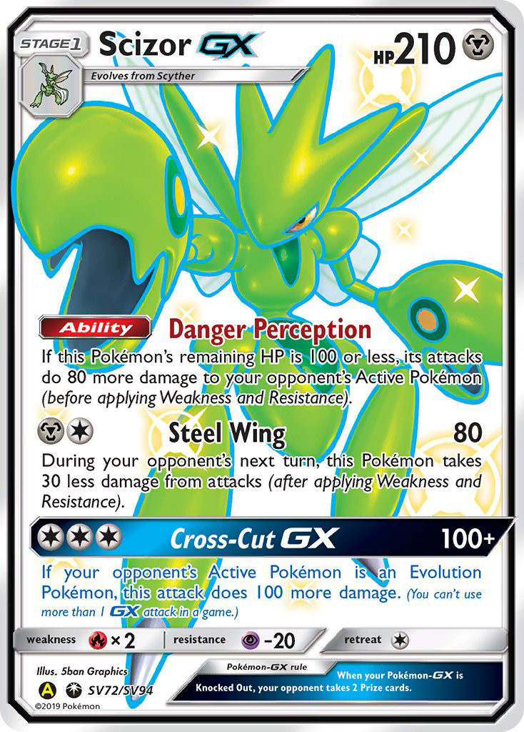 Pokemon Card : Shiny Scizor GX SV72/SV94 Hidden Fates Shiny Vault Holo NM