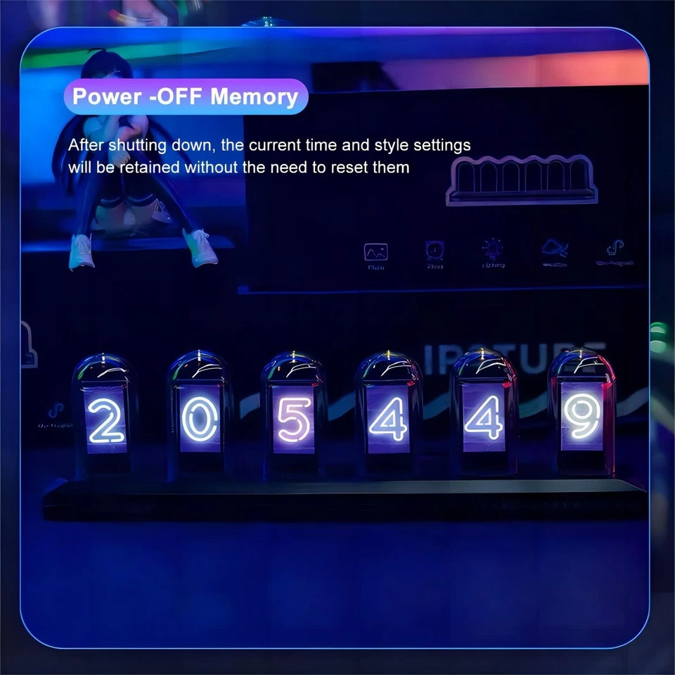 RGB Nixie Röhrenuhr LED Leuchtet IPS Farbbildschirm Digitale Röhre Nachtlichter - Image 2 of 4