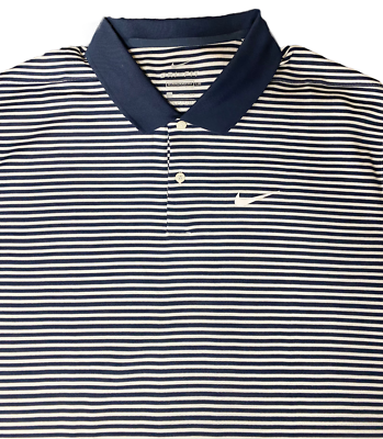 Nike Mens Dri-Fit Victory Stripe Golf Polo - XXL - Navy / White
