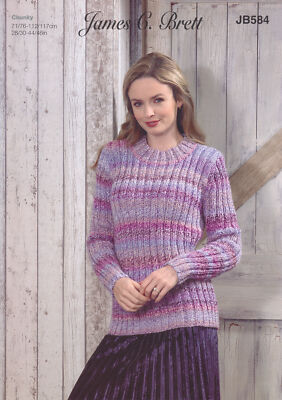 James Brett Damen Pullover Marmor Grobstrickmuster Langarm JB584