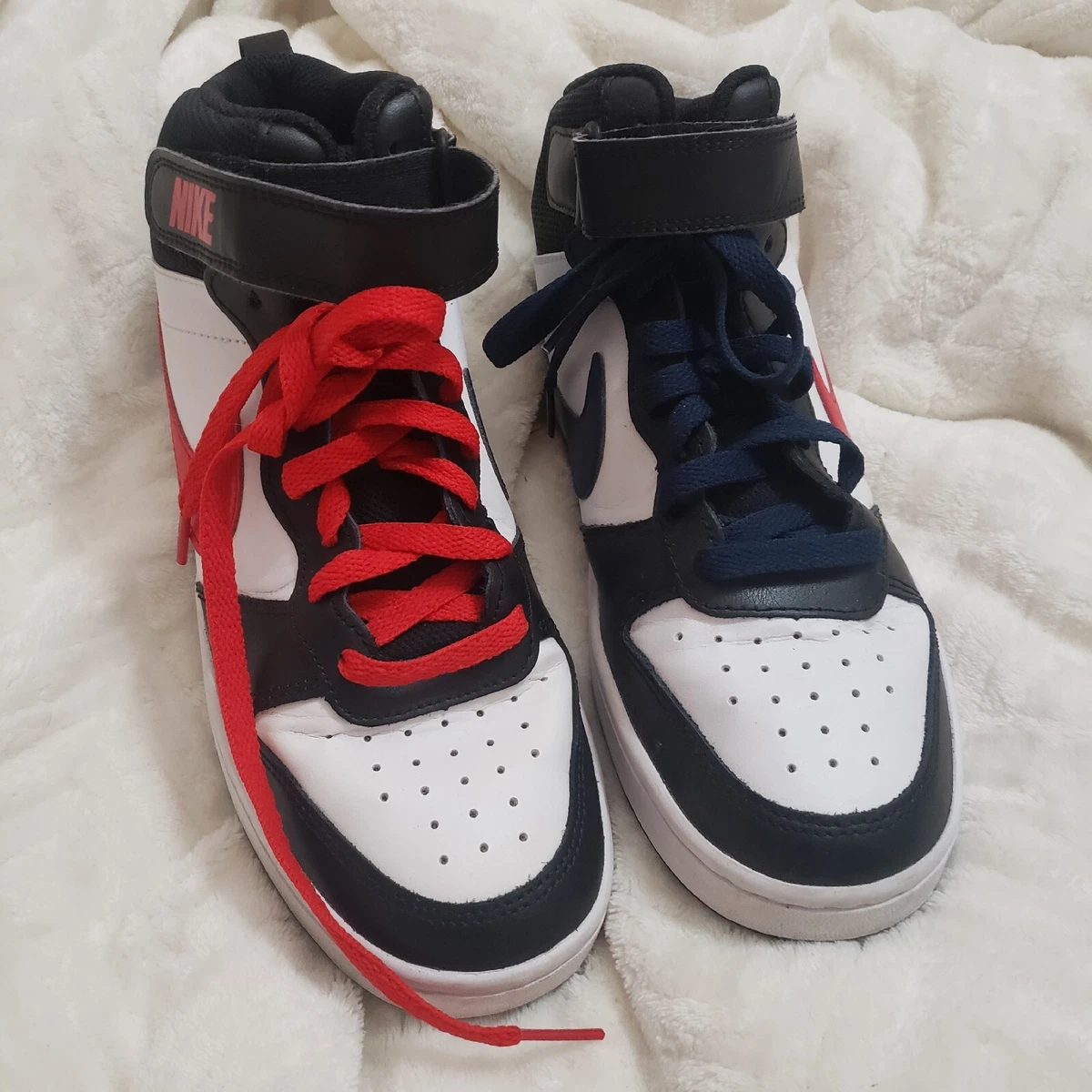 Nike Court Borough Mid 2 White Black University Red Blue Sneakers Sz 6.5Y |  eBay