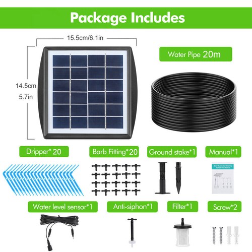 20M Solar Bewässerungssystem Pflanzenbewässerung Pflanzen Automatisch System Kit - Bild 8 von 8