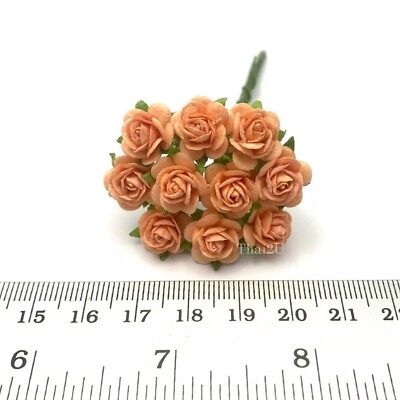 1/4'' or1cm MINI Open Rose Mix Orange Autumn Fall Paper Flower Wedding Scrapbook