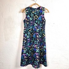 ASOS Womens Dress Size 8 Black/Blue/Purple Floral Stretch Knit Sleeveless A-line