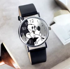 MICKEY MOUSE WATCH W/BLACK BAND-BRAND NEW-NEXT DAY SHIPPING