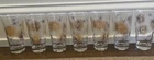 Lot Of 7 - Vintage MCM Glass Atomic Starburst Glasses Tumblers -  Gold Black
