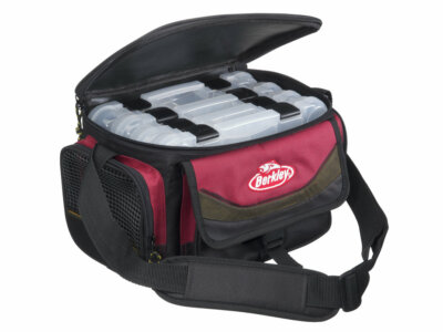 Berkley Gerätetasche mit 4 Köderboxen Rot/Schwarz, Bag System, Angeltasche