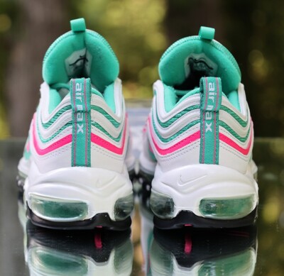 white pink and teal air max 97