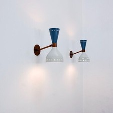 PAIR OF WALL SCONE BRASS VINTAGE STILNOVO ITALIAN LIGHT DIABOLO WALL LAMP