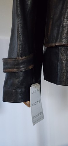 Vtg Grain Leather Echtes Leder Dark Brown Button Full Zip Jacket Mens 3X-Large* - Picture 3 of 16