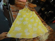 LuLus yellow white flower tie around the neck summer lined dress M USA MADE